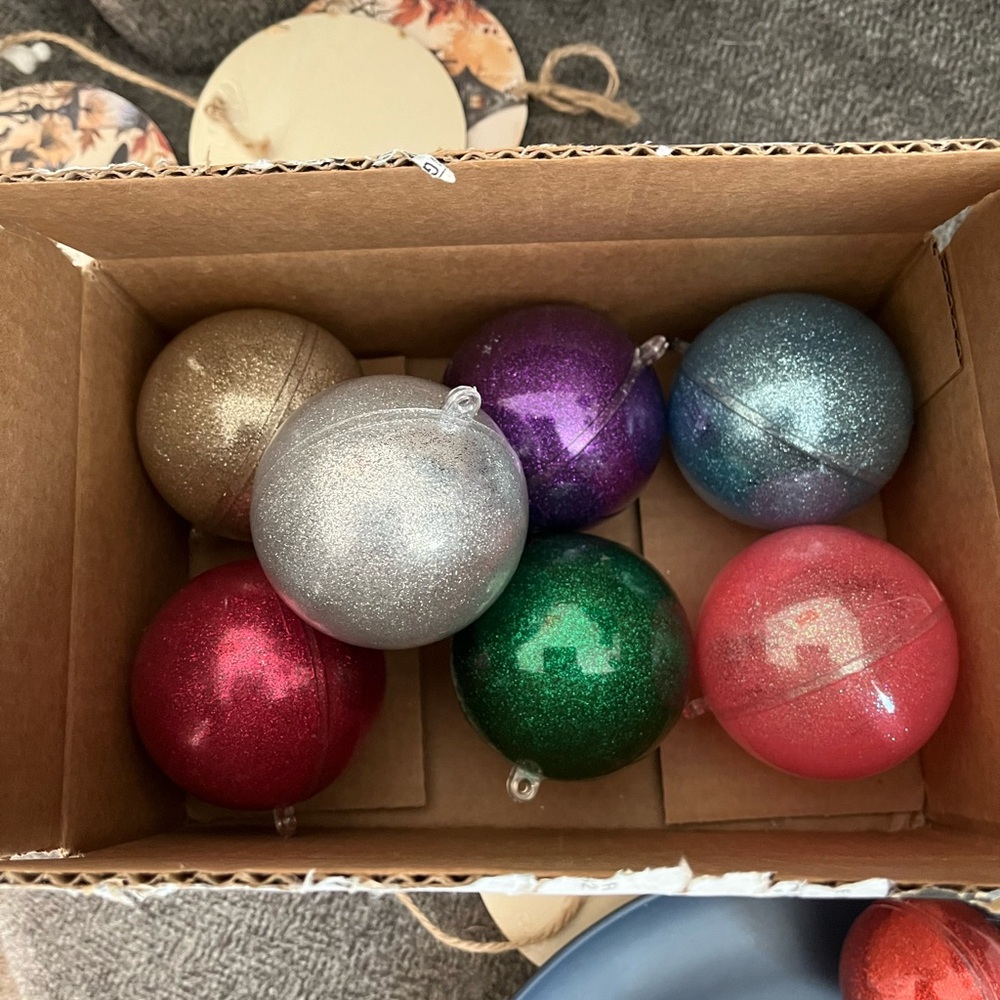 Glittering Holiday Ornament Set - Gold, Silver, Purple, Green, Red, Blue
